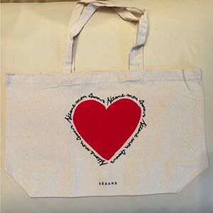 Sezane Limited Edition Heart Canvas Tote Bag - Brand New